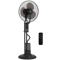 HOMCOM Ventilatore Nebulizzatore Regolabile 3 Velocità e 3 Modalità, Oscillazione a 75°, Telecomando, Nero