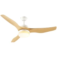 HOMCOM Ventilador de Techo Motor DC 20,5W Diámetro 132 cm Mando a Distancia Luz LED Ajustable de 3 Niveles 3 Aspas Reversibles(m-10)