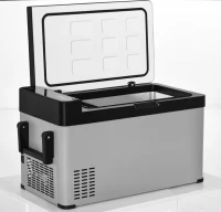 Outsunny Geleira Elétrica de Compressor Portátil 40L Mini Geleira de Carro 12/24V CC com Tela Tátil e Alças Dobráveis para Barco Caminhão 67,2x36x40,5cm Cinza e Preto(m-10)