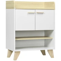 HOMCOM Meuble Polyvalent avec Armoire et Étagères Ouvertes, Meuble de Salon, Cuisine, Bureau en Bois Blanc, 60x30x78cm(m-6)