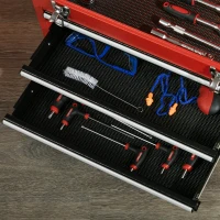 DURHAND Chariot à Outils 2 en 1 avec Caisse Amovible et Armoire avec Clé en Acier, Rouge(m-4)