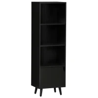 HOMCOM Estantería para Libros con 3 Estantes Abiertos y Cajón Librería Moderno para Almacenamiento Juguetes 40x30x129,5cm Negro(m-10)