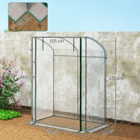 Outsunny Serre avec Porte Toit Courbé Résistante aux Intempéries Serre en Film Plastique en Acier, Serre 128 x 70 x 170 cm Transparent(m-3)