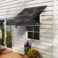Outsunny Toldo Retráctil de Exterior con Marco de Aluminio Ángulo de Inclinación Ajustable Anti-UV 150x120 cm Gris Oscuro(m-2)