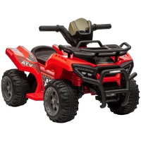 HOMCOM Quad Elettrico per Bambini con Batteria Ricaricabile 6V, Pulsante Acceleratore, Età 18-36 Mesi, 70x42x45cm, Rosso(m-1)
