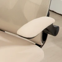 HOMCOM Chaise de Bureau avec Accoudoirs Rabattables, Hauteur Réglable et Dossier Inclinable, Beige(m-4)