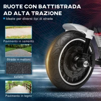 HOMCOM Moto Elettrica per Bambini 18-36 Mesi con Rotelle e Fanale, 76x42x57 cm, Bianco e Nero(m-6)