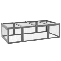 Pawhut Freilaufgehege für Kleintiere Aufklappbares Dach Tannenholz Grau(m-10)