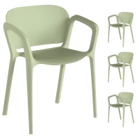 Outsunny Set de 4 Scaune Suprapozabile pentru Grădină, 60x56x75 cm, Verde(m-1)