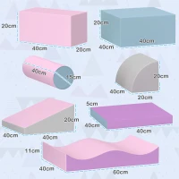 HOMCOM Ensemble de blocs de construction en mousse pour enfants, favorise la créativité, similicuir, 40x40x20 cm, Multicolore, 1-3 ans(m-3)