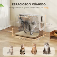 PawHut Litière pour Chat en Acier Inoxydable XL avec Couvercle Relevable Entrées Hautes Pelle Facile à Nettoyer Anti-Fuites Gris Clair(m-3)