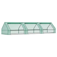 Outsunny Seră pentru Grădină Impermeabilă și Rezistentă la UV cu 3 Ferestre Rulante, 400x100x80 cm, Verde(m-1)