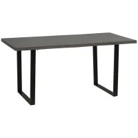 HOMCOM Mesa de Comedor Estilo Industrial con Encimera de Madera y Patas de Acero para hasta 6 Personas 160x85x75 cm Gris(m-10)