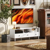 HOMCOM Meuble TV Compact avec 3 Tiroirs et 3 Compartiments pour TV jusqu'à 65 Pouces 120x34x45 cm Blanc(m-5)