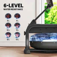 SPORTNOW Water Rowing Machine with Wheels, Vertical Storage, Adjustable Resistance, for Strength, Cardio Training(m-8)