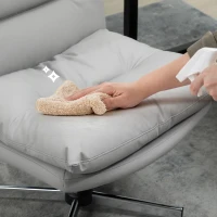 HOMCOM Cadeira de Escritório com Altura Ajustável Função Basculante Base Cruzada e Assento Amplo Cadeira para Estúdio 65x65x84-94 cm Cinza Claro(m-9)