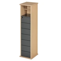 HOMCOM Support Papier Toilette - Porte-Papier Toilette - Armoire pour Papier Toilette - 2 Niveaux + Sortie Papier MDF Gris Bambou(m-1)