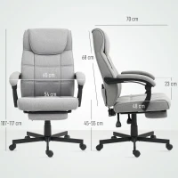 HOMCOM Chaise de Bureau avec Fonction Massage Fauteuil de Directeur Ergonomique avec Fonction Inclinable Repose-Pieds Gris(m-3)