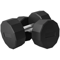 SPORTNOW Set 2 Haltères à 12 Côtés de 15 kg en Métal et Caoutchouc avec Poignée Antidérapante, 26x15,5x15,5 cm, Noir(m-6)