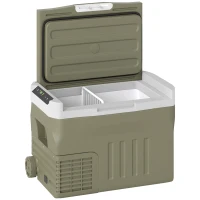 Outsunny Réfrigérateur Portatif Électrique 30L Réfrigérateur de Voiture 12V/24V -20℃ à +20 ℃ avec Écran LED Tactile 61x39x41,5 cm Vert(m-7)