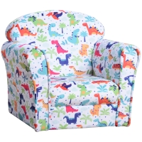 HOMCOM Sillón Infantil para +18 Meses con Estampado de Dinosaurios Acolchado de Espuma y Franela 50x39x44 cm Multicolor