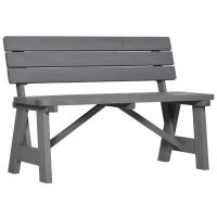 Outsunny Banc de parc 2 places en bois, banc d'assise résistant aux intempéries et aux UV avec dossier 116 x 56 x 80 cm, Gris(m-7)