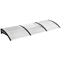 Outsunny Auvent protecteur, protection solaire et contre la pluie, avec support mural, 295x90 cm, Blanc(m-6)