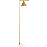 HOMCOM Lampadaire sur pied salon en acier avec abat-jour conique orientable base marbre 40W 35 x 26 x 153 cm doré(m-10)
