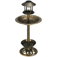 Outsunny Mangeoire pour Oiseaux Maison d'Oiseaux Plateau d'Alimentation, résistant aux intempéries, 2 bassins, design vintage, 50 x 50 x 110 cm, couleur bronze(m-7)