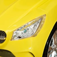 HOMCOM Voiture pour Enfants à Chevaucher avec Volant, Phares et Musiques Intégrées, Voiture pour Enfants en PP et Métal, 63,5x28x36 cm, Jaune(m-4)