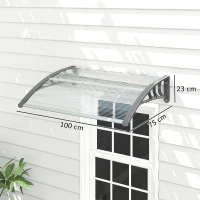 Outsunny Auvent, Auvent pour porte d'entrée, Auvent pour entrées et fenêtres, 100L x 75l x 23H cm, Argent(m-3)