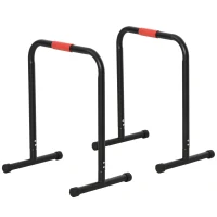 HOMCOM Barras Paralelas Training Soporte con Mango Extra Ancho para Flexiones Inclinadas Musculación Calistenia Dips 63x41x73 cm Negro(m-1)