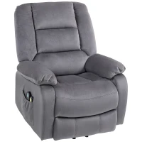 HOMCOM Fauteuil TV avec aide au lever, fonction chaleur et massage, télécommande et pochette latérale, Gris foncé(m-1)