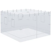 Outsunny Plasa de protectie impotriva tantarilor pentru curte, Set de 4 plase pentru pavilion cu 6 ferestre si 1 usa; Pereti laterali din plasa pentru inlocuire pentru pavilion 3 x 3 (m), alb(m-11)