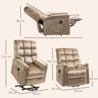 HOMCOM Velvet-Feel Electric Lift Recliner Chair - Brown(m-3)