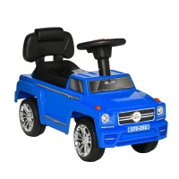 HOMCOM Macchina Giocattolo Cavalcabile Fuoristrada per Bambini con Fari e Musiche, Età 18-36 Mesi, Blu(m-1)