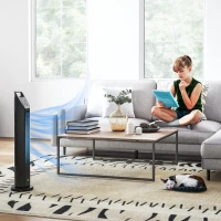 HOMCOM Ventilateur sur Pied, Ventilateur sur Socle, Climatiseur, 3 Modes, oscillant, Minuterie, Noir(m-4)