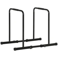SPORTNOW Barre de Dip en Acier Réglable en Hauteur avec 6 Longueurs Réglables, 90-102x65x80-90 cm, Noir(m-5)