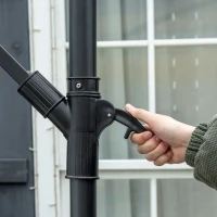 Outsunny Parasol de Jardin Déporté 3x2 m avec Manivelle, Métal et Polyester, Bleu Foncé et Crème(m-3)