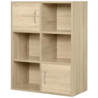 HOMCOM Étagère en Bois, Étagère Polyvalente avec 3 Niveaux 4 Compartiments et 2 portes, 61,5x29,5x80cm(m-6)