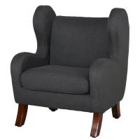 HOMCOM Fauteuil Enfant Oreilles Grand Confort accoudoirs Assise Dossier garnissage Mousse Haute densité piètement Bois hévéa Verni Lin Gris(m-10)