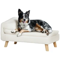 PawHut Canapé pour chien, lit pour chien chat, avec coussin oreiller, en peluche, 70l x 42,5P x 38,5H cm, crème(m-11)