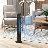 HOMCOM Ventilateur sur Pied, Ventilateur sur Socle, Climatiseur, 3 Modes, oscillant, Minuterie, Noir(m-2)