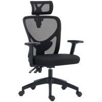 Vinsetto Sedia da Ufficio Ergonomica con Altezza Regolabile, Supporto Lombare e Poggiatesta, 66x61x106-116cm Nero