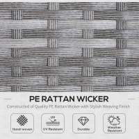 Outsunny 6-Seater Rattan Dining Set Sofa Table Footstool Outdoor w/ Cushion Garden Furniture(m-4)