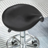 HOMCOM Tabouret Réglable en Hauteur avec 5 Roulettes et Assise Ergonomique Rembourrée en Mousse, 36,5x37,5x51-66 cm, Noir(m-3)