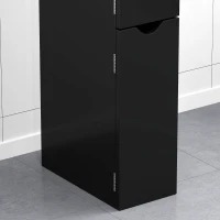 kleankin Colonne de Salle de Bains avec 2 Étagères et 2 Armoires, Meuble Haut Gain de Place 15,2x29,8x118 cm, Noir(m-4)