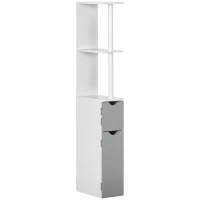 kleankin Mueble de Baño con Puertas y Estantes Abiertos Armario de Baño Estilo Moderno 15,2x29,8x118 cm Gris(m-10)