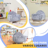 AIYAPLAY Sofá Infantil con Diseño de Estrellas que Brillan en la Oscuridad Tejido Suave de Terciopelo 55x40x55 cm Gris(m-7)