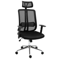 Vinsetto Chaise de Bureau Ergonomique Fauteuil de Bureau Grand Confort hauteur réglable Tissu Maille Polyester Noir(m-11)